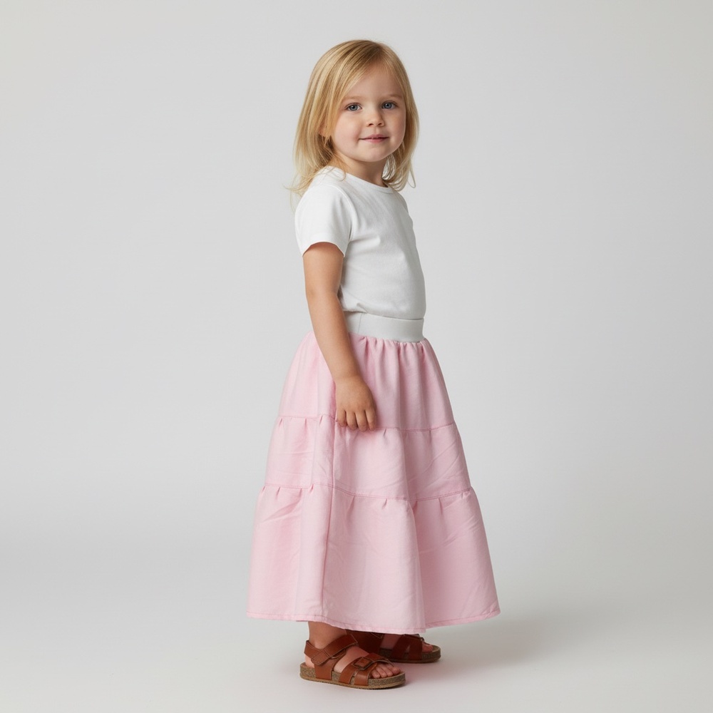 Skirt Girl 2/3 Maxi Pink Ruffle Tier Lined 100% Cotton Barbie Mom and Pop's Kids